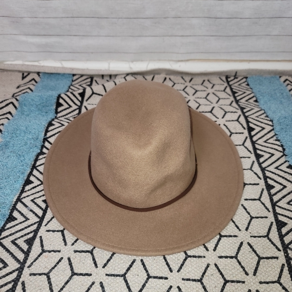 BILTMORE FOR MADEWELL 100% WOOL HATTAN W BROWN LEATHER HATBAND TRIM, sz M-L